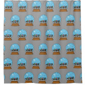 スノーグローブと格言フクロウ シャワーカーテン (正面)