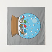 スノーグローブと格言フクロウ タペストリー (正面(横))