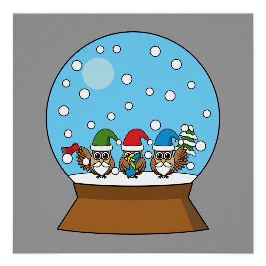 スノーグローブと格言フクロウ ポスター (正面)