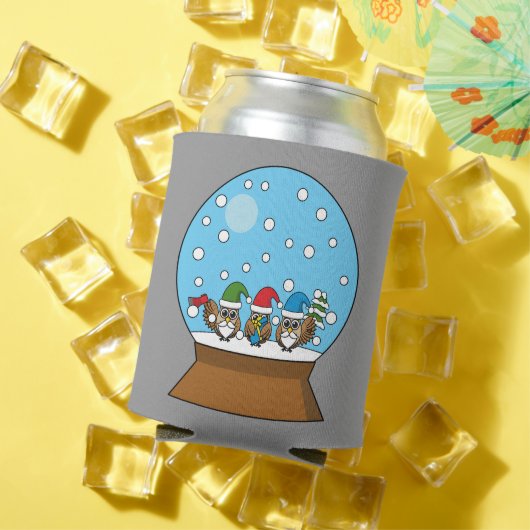 スノーグローブと格言フクロウ 缶クーラー (インサイチュ 夏)