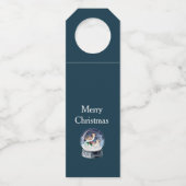 スノーグローブと鳥のクリスマスハッピーホリデー ボトルネックタグ (裏面)