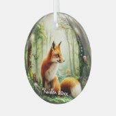 スノーグローブのかわいい赤キツネ ガラスオーナメント (正面左)