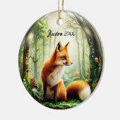 スノーグローブのかわいい赤キツネ セラミックオーナメント (左)