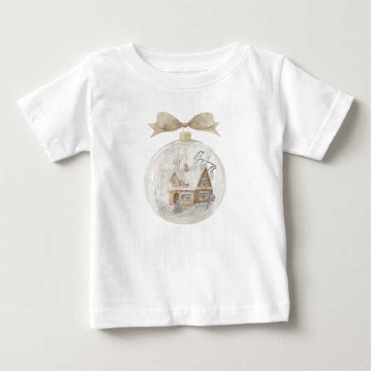 スノーグローブのウォーターカラーハウス ベビーTシャツ (正面)