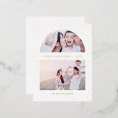 スノーグローブのクリスマス写真 箔シーズンポストカード (正面/裏面)