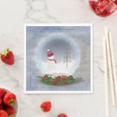 スノーグローブのクリスマス雪だるま スタンダードランチョンナプキン (インサイチュ)