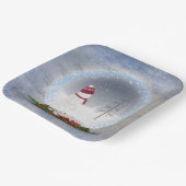 スノーグローブのクリスマス雪だるま ペーパープレート (傾斜あり)