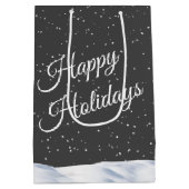 スノーグローブの水彩雪だるま ミディアムペーパーバッグ (裏面)