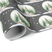 スノーグローブの水彩雪だるま ラッピングペーパー (ロールコーナー)