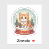 スノーグローブの猫のマジカルクリスマス冬ステッカー シール (シート)