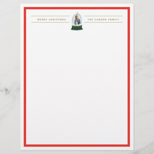 スノーグローブイラストレーションホリデーフォトステーショナリー レターヘッド (正面)
