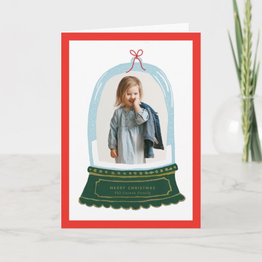 スノーグローブイラストレーションホリデーフォト シーズンカード (正面)