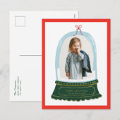 スノーグローブイラストレーションホリデーフォト シーズンポストカード (正面/裏面)