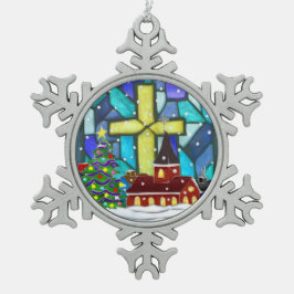 スノーグローブウィムジーカトリックの休日 スノーフレークピューターオーナメント