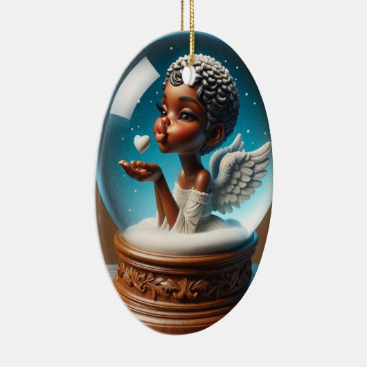 スノーグローブエンジェル、オーナメント、キス、エンジェル セラミックオーナメント (右)