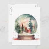 スノーグローブガラスボールウィンターワンダーランドクリスマス シーズンポストカード (正面/裏面)