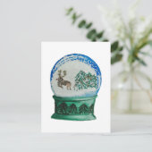 スノーグローブガラスボールウィンターワンダーランドクリスマス シーズンポストカード (スタンド正面)