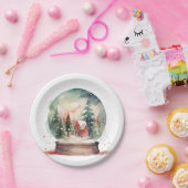 スノーグローブガラスボールウィンターワンダーランドクリスマス ペーパープレート (パーティー)