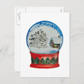 スノーグローブクリスタルボールウィンタービレッジクリスマス シーズンポストカード (正面/裏面)