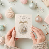 スノーグローブクリスマスに水彩画の家 招待状