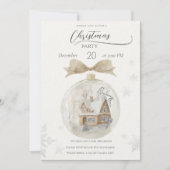 スノーグローブクリスマスに水彩画の家 招待状 (正面)