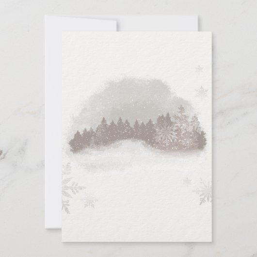 スノーグローブクリスマスに水彩画の家 招待状 (裏面)