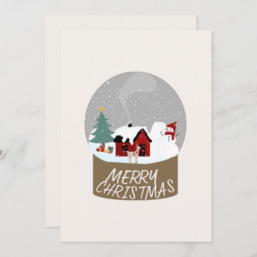 スノーグローブクリスマスクリスマスカード シーズンカード (正面/裏面)