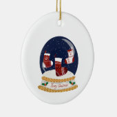 スノーグローブクリスマスストッキング セラミックオーナメント (右)