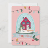 スノーグローブクリスマスハウス&カーピンク写真 シーズンカード (正面)
