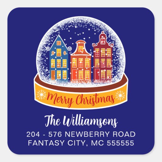 スノーグローブクリスマスビレッジ差出人住所 スクエアシール (正面)