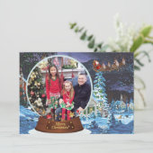 スノーグローブクリスマスファミリーキッズフォトホリデー シーズンカード (スタンド正面)