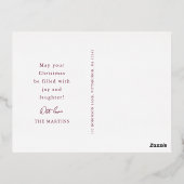 スノーグローブクリスマスフォトパープル 箔シーズンポストカード (裏面)