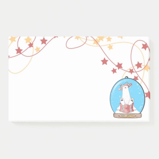 スノーグローブクリスマスポーラーベアーノート ポストイット (正面)