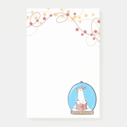 スノーグローブクリスマスポーラーベアーノート ポストイット (正面)