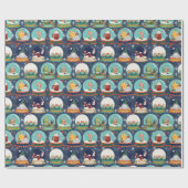 スノーグローブクリスマス格言ジンジャーブレッドハウスデニム ラッピングペーパー (フラット)