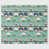 スノーグローブクリスマス格言ジンジャーブレッドハウスブルー ラッピングペーパー (フラット)