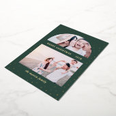 スノーグローブクリスマス ツー フォト グリーン 箔シーズンカード (回転した状態)