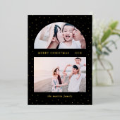 スノーグローブクリスマス ツー フォト ブラック 箔シーズンカード (立ち正面)