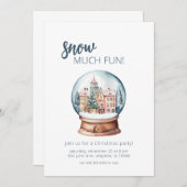 スノーグローブスノーモアおもしろいクリスマスパーティの招待状 招待状 (正面/裏面)