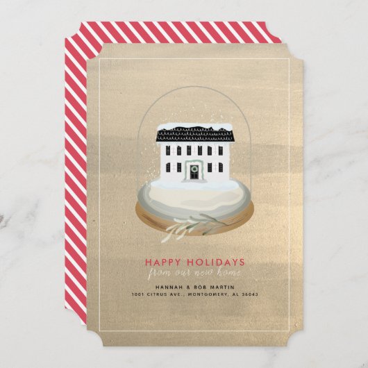 スノーグローブハウス金ゴールドホリデームービングアナウンスメント 招待状 (正面/裏面)