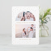 スノーグローブフェイク金ゴールドクリスマスフォトカード (スタンド正面)