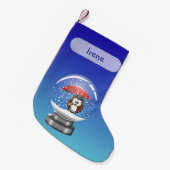 スノーグローブフクロウのクリスマスストッキング スモールクリスマスストッキング (正面 (吊り時))