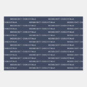 スノーグローブブルーメリースクリスマス写真 ラッピングペーパーシート (正面2)