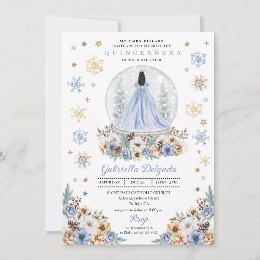 スノーグローブプリンセスウィンターワンダーランドキンセアニラ 招待状 (正面)