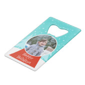 スノーグローブホリデイフォトボトルオープナー クレジットカード栓抜き (正面アングル)