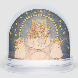 スノーグローブヴィンテージ天使とクリスマスツリー