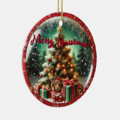 スノーグローブヴィーブ：ダシュントの木のシーン セラミックオーナメント (右)