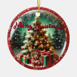 スノーグローブヴィーブ：ダシュントの木のシーン セラミックオーナメント