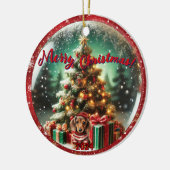 スノーグローブヴィーブ：ダシュントの木のシーン セラミックオーナメント (左)