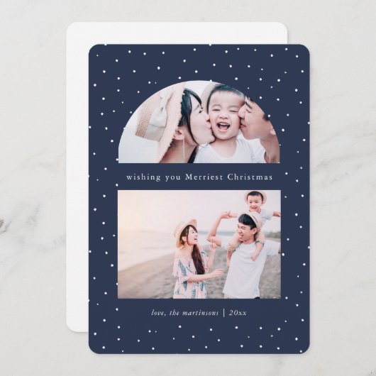 スノーグローブ写真 クリスマス ホリデー カード (正面/裏面)